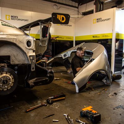 Ryan putting a loom in the Ginetta's new backend