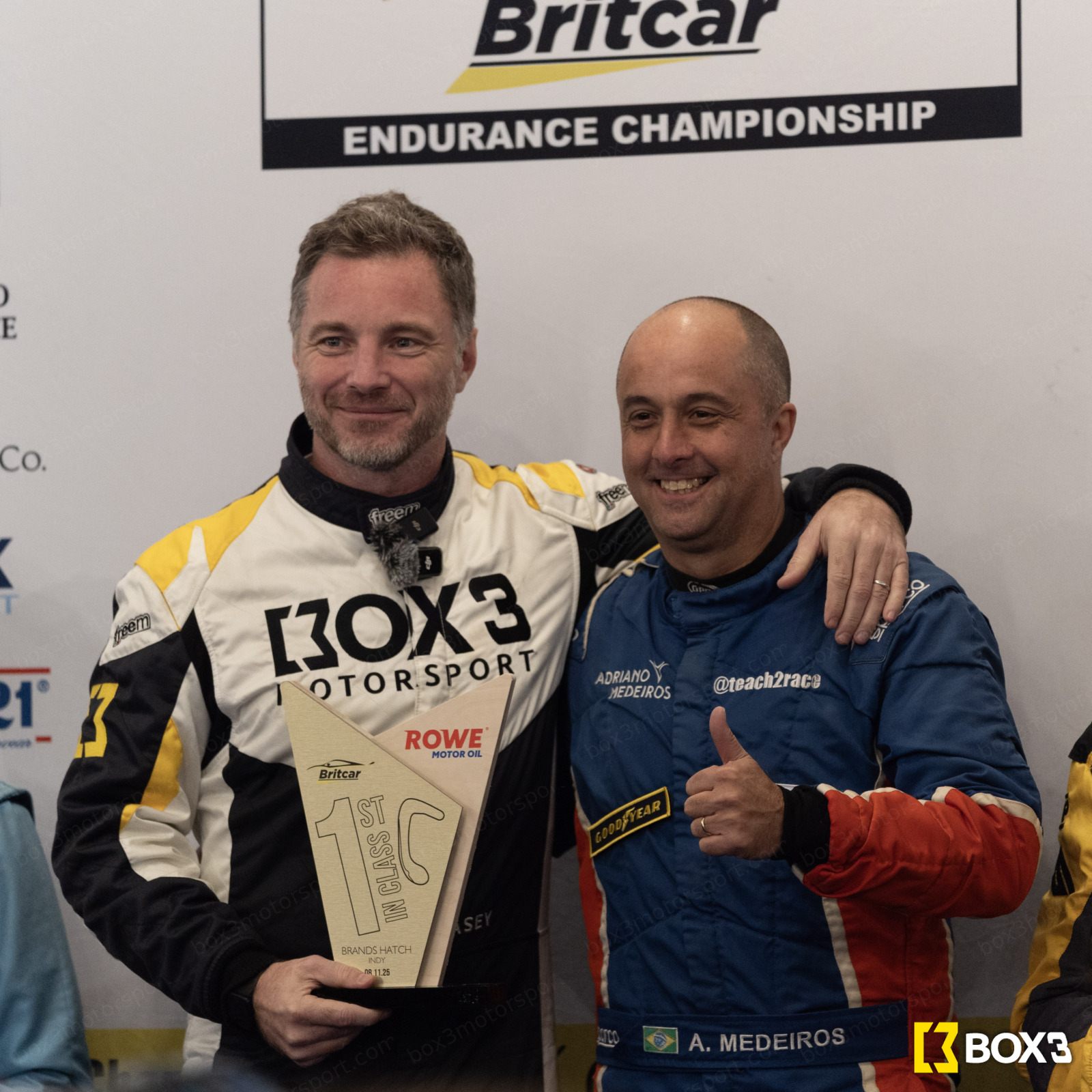 nick casey , adriano medieros - class winners of night race brandshatch 2025